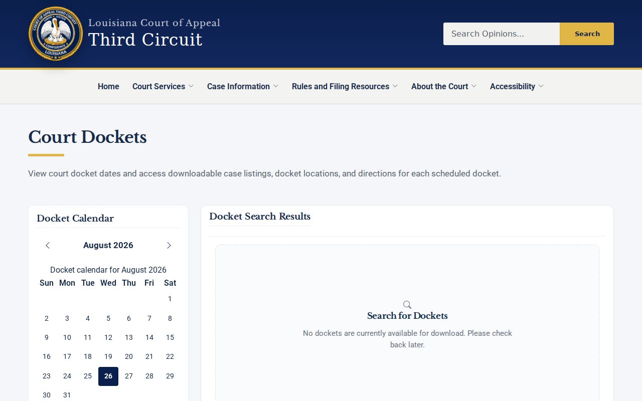 LaSalle Parish court dates Third Circuit docket calendar