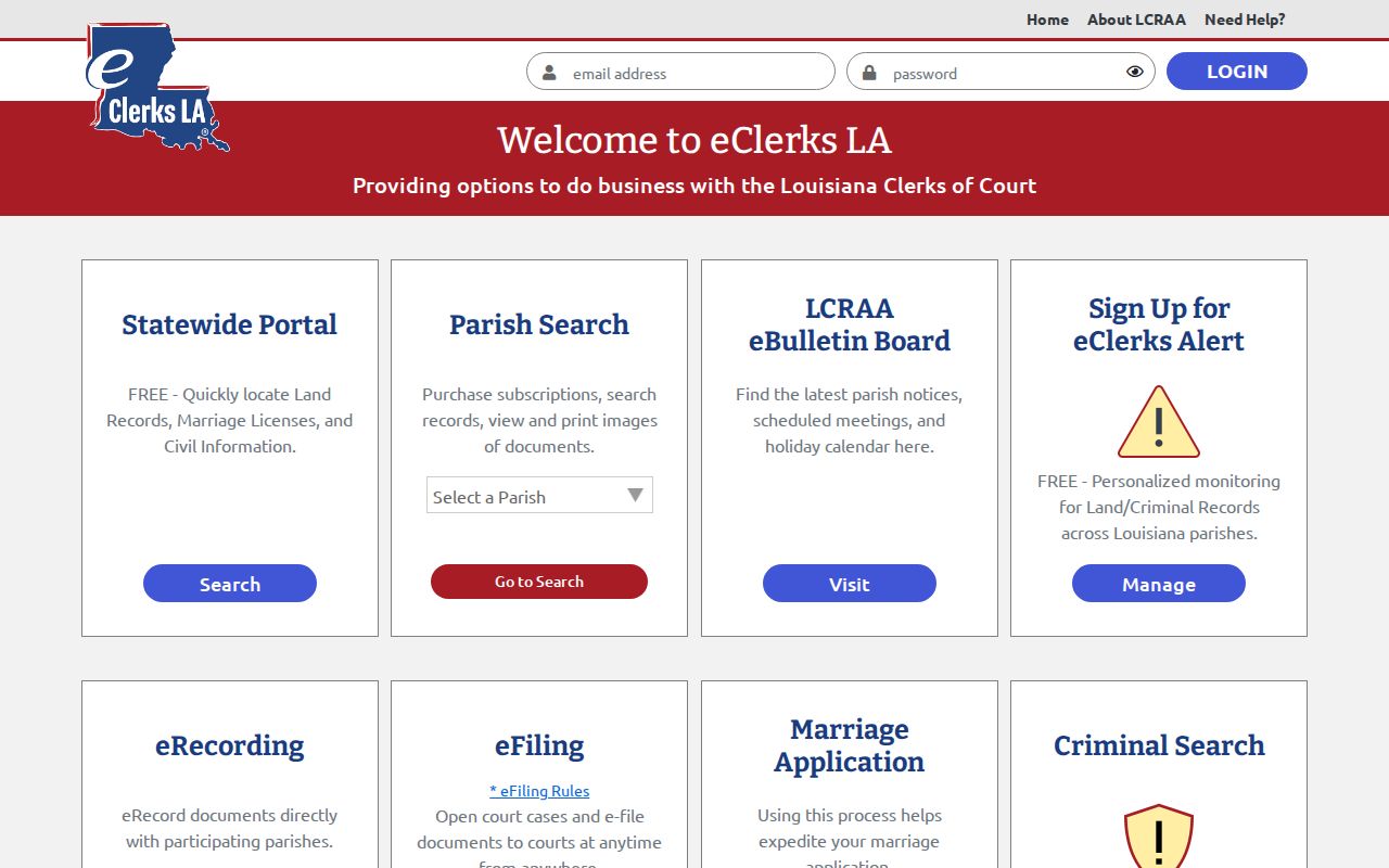 LaSalle Parish court docket eClerks LA search services