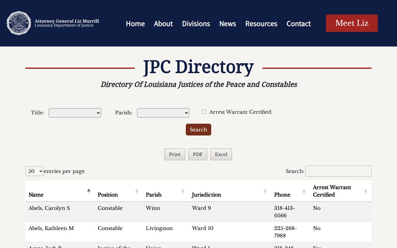 LaSalle Parish traffic ticket lookup reference for justice of the peace courts